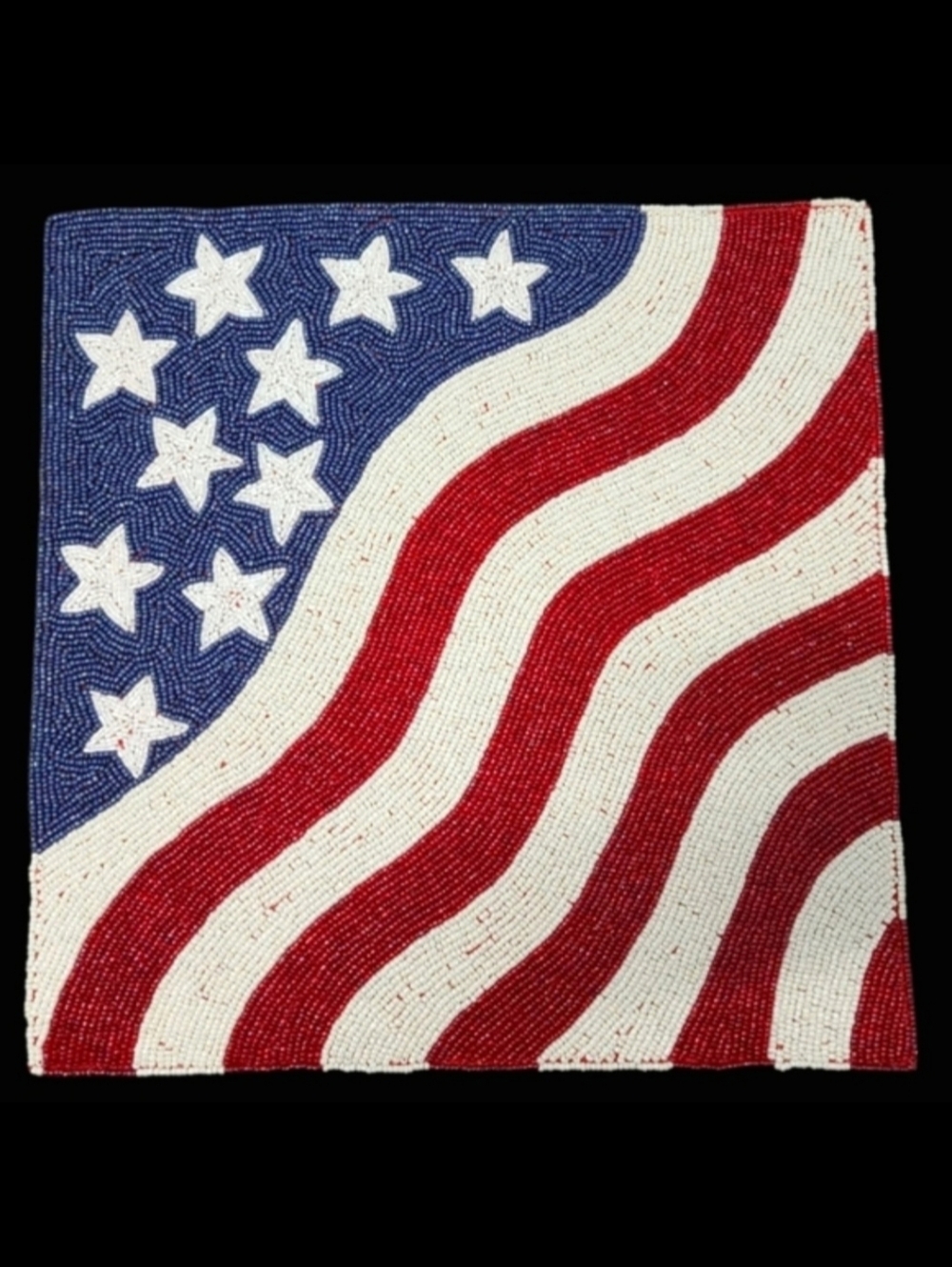 4pc Set Patriotic 4th Of July Flag Square Beaded Placemats Chargers Americana